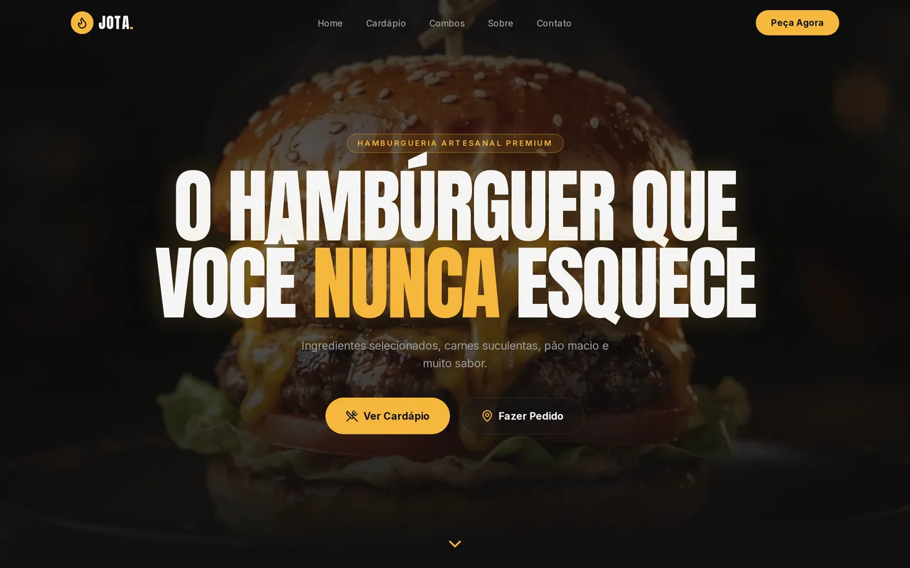 Captura de tela do projeto Jota Hamburgers - Hamburgueria Artesanal